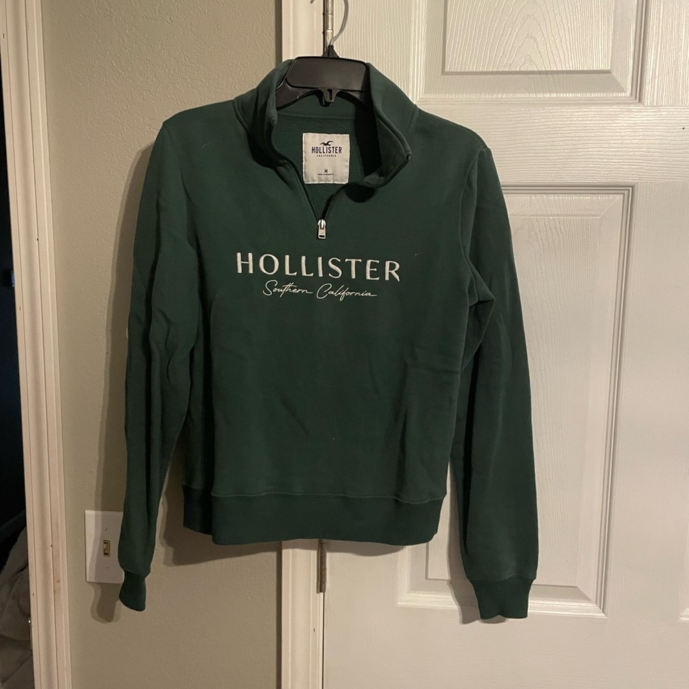 Hollister Green Half-Zip Sweatshirt